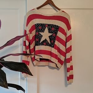 Hand-knitted drapey Americana sweater